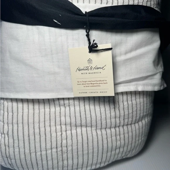 Hearth & Hand Full/Queen Microstripe Quilt Sour Cream/ Railroad Gray - Picture 6 of 9